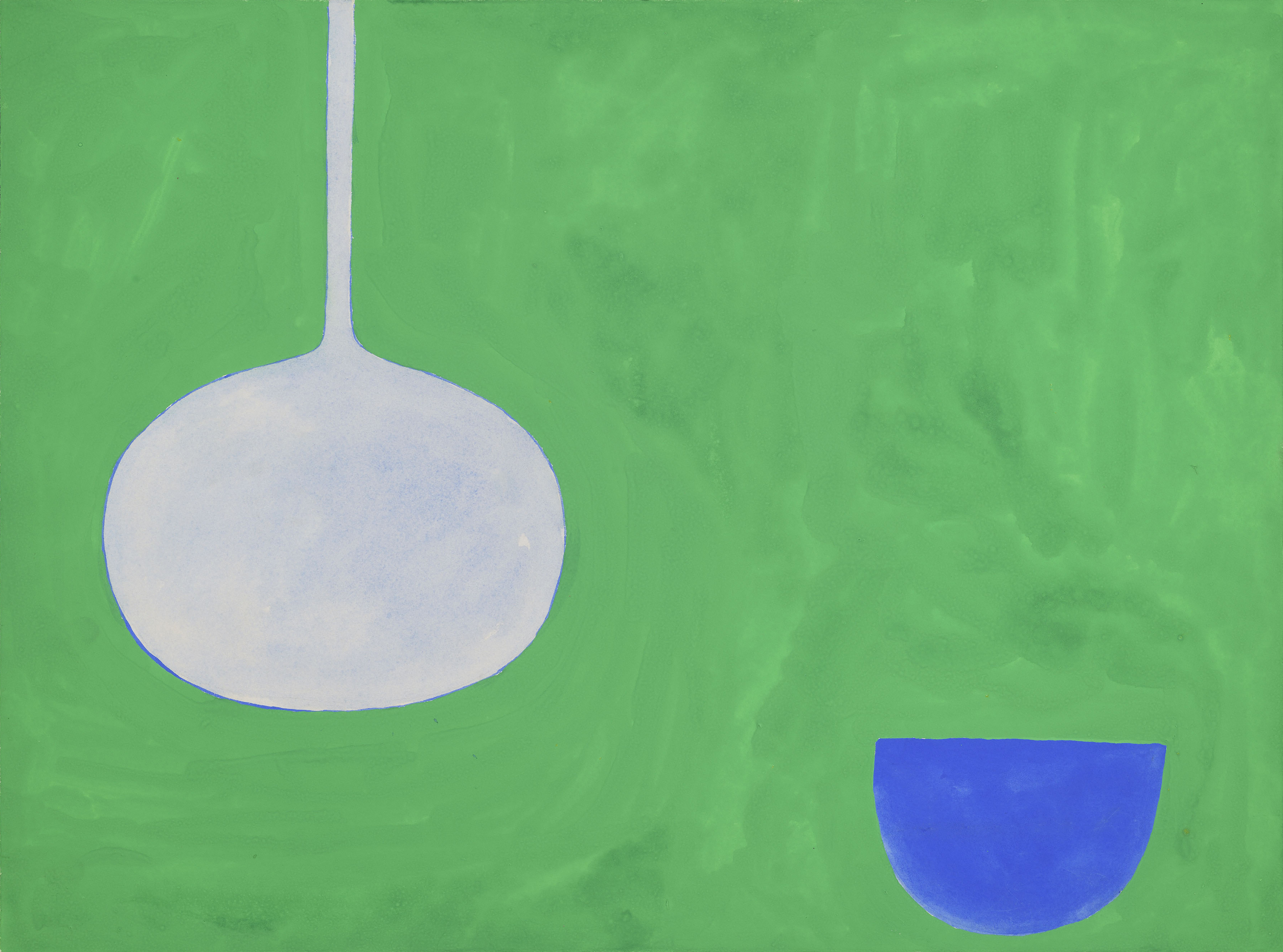 William Scott R.A. (1913-1989)  White Pan and Blue Bowl on Green, 1975